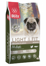 Blitz Holistic ИНДЕЙКА и ЛОСОСЬ – беззерновой корм для собак, склонных к лишнему весу фото