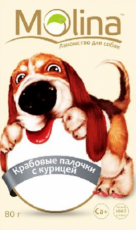 MOLINA КРАБОВЫЕ ПАЛОЧКИ С КУРИЦЕЙ лакомство для собак 80 гр.  фото