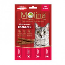 MOLINA ЖЕВАТЕЛЬНЫЕ КОЛБАСКИ говядина и печень лакомство для кошек  фото