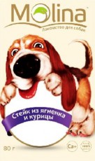 MOLINA СТЕЙК ИЗ ЯГНЕНКА И КУРИЦЫ лакомство для собак 80 гр.  фото